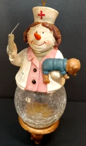 Decorazione natalizia infermiera pupazzo di neve vetro crepitante vintage - Foto 1 di 2