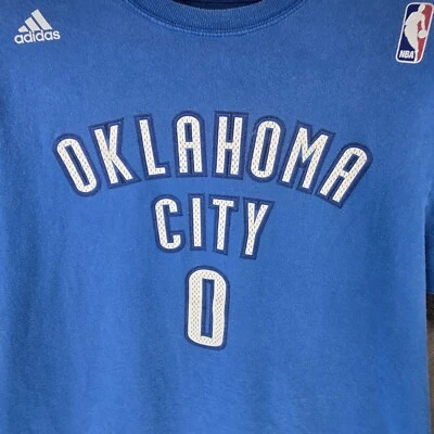 Adidas Oklahoma City Thunder Westbrook 0 Azul Talla L Camiseta Imitación NBA Jersey Parche Foto 1 de 4