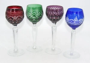 BICCHIERI CORDIALI IN CRISTALLO MULTICOLORE TAGLIO A TRASPARENTE BOHEMIEN (6 oz.) SET DI 4 - Foto 1 di 4
