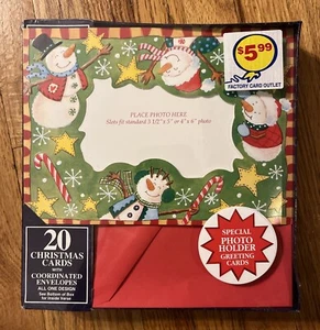 Paper Magic Group 20 Holiday 4x6 Photo Holder Snowmen Cards & Envelopes Red - Picture 1 of 7