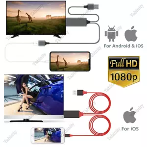 For Android iPhone iPad 1080P HDMI Mirroring Phone to TV HDTV Adapter AV Cable - Picture 1 of 14