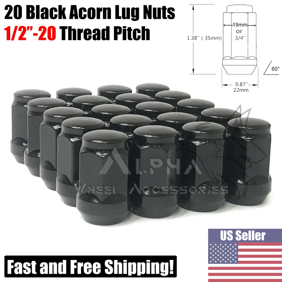 20 tuercas de bellota abultadas negras 1/2"-20 para Jeep CJ3, CJ5, CJ5A, CJ6, CJ6A, CJ7 Foto 1 de 4