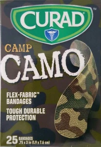 Camp Camo Bandages Flex Fabric 3/4" x 3" Sterile Latex Free 25 Ct/Box - Picture 1 of 4