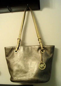 Michael Kors Gray Pewter, Pebbled Leather Large Handbag - Picture 1 of 9