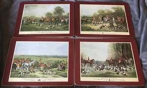 Juego de 4 manteles de caza Fox Hunt para almuerzo trasero de corcho de hoja de trébol - Imagen 1 de 8