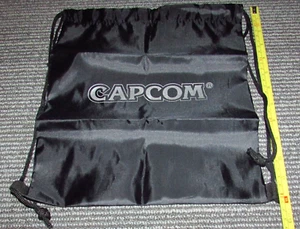 OEM Official Capcom Logo Black Drawstring Backpack Tote Carrying Bag Promo New - Picture 1 of 2