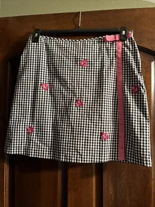 Vintage Bamboo Traders Black White Gingham Skort Pink Accent Women's Size 10 NWO - Picture 1 of 7