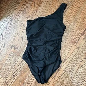 J. Crew Schwarz Einteiler Badeanzug Medium One Shoulder Schlankmacher Solide Neu Strand - Bild 1 von 7