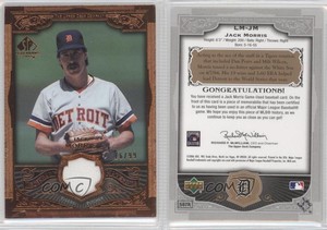 2006 SP Legendary Cuts Legendary Materials Bronze /99 Jack Morris #LM-JM HOF
