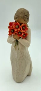 Vintage 2009 Willow Tree "Surrounded by Love" Mädchen mit roten Blumen - ohne Karton - Bild 1 von 12