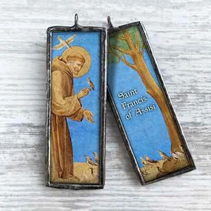 St. Francis of Assisi Christmas Ornament NEW Stained Glass Look - Picture 1 of 6