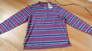 T-shirt rugby Cremieux manica lunga XL bordeaux a righe nuova con etichetta - Foto 1 di 3