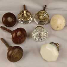 Lot of Eight Vintage or Antique Door Knobs Glass Wood Ceramic