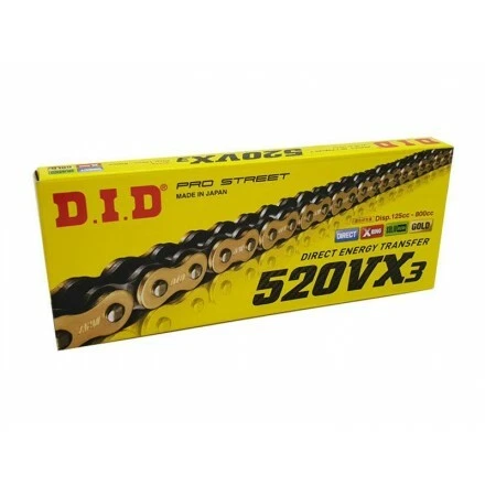 DID 520 VX3 GOLD/BLACK MOTORCYCLE CHAIN WITH RIVET MASTER LINK 120 links - image 1 of 1