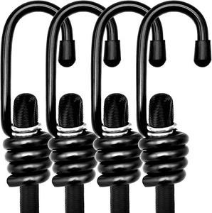 24" Heavy Duty Bungee Cords with Hooks, Black 4 Pack Industrial Grade Heavy Duty - Picture 1 of 7