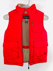 Eddie Bauer Red Puffy Vest Size XS (5/6) Youth Puffer Jacket Red Brown Zip Up - Picture 1 of 9