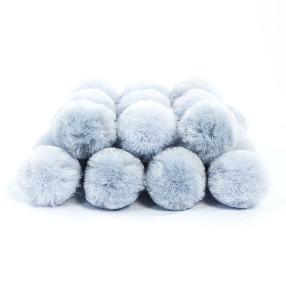 SHOWTHECROW.COM 35mm Grey Pom Poms For Crafts Decoration Sewing Card Making