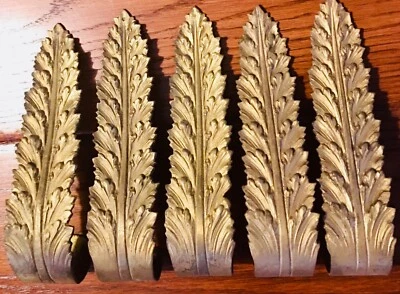 Set of 5 Late 19th C French Ormolu Bronze Acanthus-leaf Curtain Tie-backs - Image 1 of 3