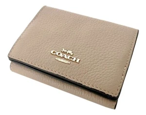 Coach Origami Tri Fold Mini Wallet Women's in Taupe Beige Rank A - Picture 1 of 10