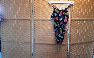 NWT women Kanu Aloha Surf Bathing suit 1 piece style 8579 Black/w Pineappl sz 14 - Picture 1 of 8