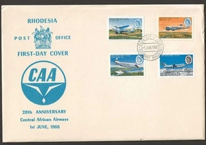 RHODESIA, 1966 CAA ILLUSTRATO FDC, 1/3d IL TIMBRO HA UN DIFETTO BOMBA CHE CADE. - Foto 1 di 1