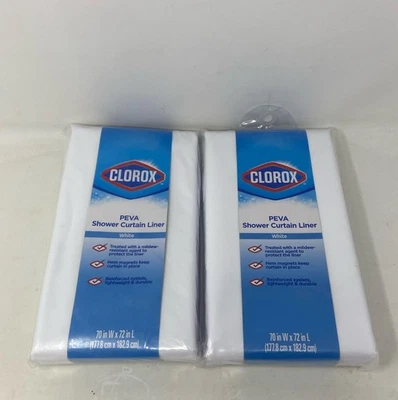 Revestimiento de cortina de ducha CLOROX blanco PEVA 70" X 72" con imanes ponderados - Paquete de 2 Foto 1 de 4