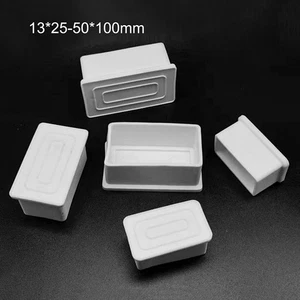 Rectangle PVC Chair Table Feet Furniture End Cover Caps Floor Protector White - Picture 1 of 12