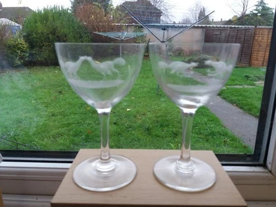 PAIR of ART DECO CRYSTAL  'COCKEREL' COCKTAIL GLASSES - Image 1 of 4