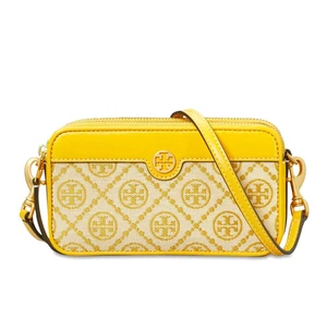 TORY BURCH Women's T Monogram Jacquard Double-Zip Mini Bag Goldfinch 82240 - Picture 1 of 4