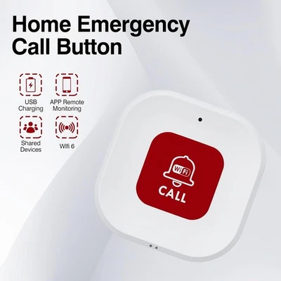 Wifi Panic Call Button Alarm, Elderly Home Emergency Pager Alert System Wireless - Image 1 of 4