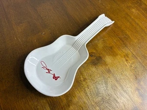 Dolly Parton White Red Guitar Spoon Rest Glazed Dolomite Pottery 10 in Dollywood - Picture 1 of 6