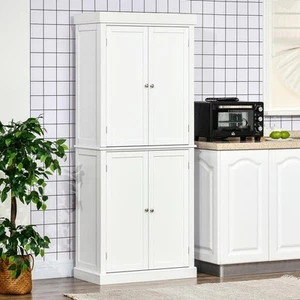 HOMCOM 6-Shelf White Wood Pantry Organizer with Adjustable Shelves - Picture 1 of 7