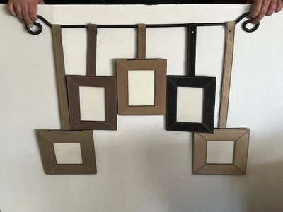 Vtg NOS Lillian Vernon Hanging Frames On Rack Leather Picture Set Wall Art Deco - Image 1 of 4