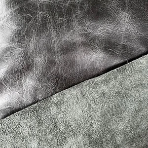 Large Leather Scrap Remnants Distressed Dark Gray/Green - 2 Sizes Available - Picture 1 of 3