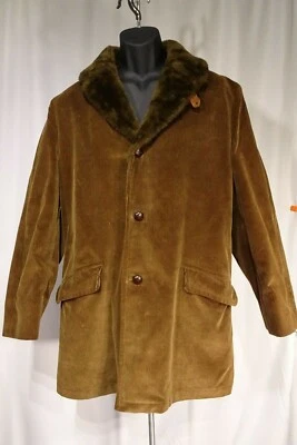 复古 Mighty Mac Out O' Gloucester 金色棕色灯芯绒夹克外套/尺寸 42 — 第 1/4 张图片