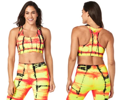 Zumba 领带染料 适用于 Zumba Scoop 胸罩 - Oh 橙色 - XS S M XL ~ 免运费! 全新! — 第 1/2 张图片