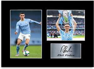 Phil Foden Man City Player A4 Signed Photo Display Mount Gift Autograph