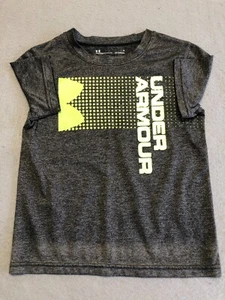 Under Armour T Shirt Kids Boy's 6 Gray Neon Logo Activewear Casual Tee - Picture 1 of 4