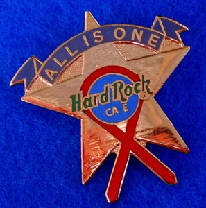 ALL IS ONE RED RIBBON AIDS FOUNDATION GOLD STAR MISSING *F* Hard Rock Cafe PIN - Picture 1 of 1