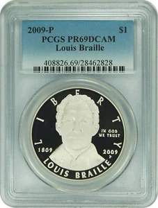 2009-P PCGS PR69DCAM Louis Braille Dollar New PCGS Label - Picture 1 of 1