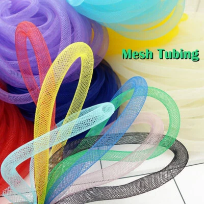 Mesh Tube Ribbon Tubing Hair Shoes Bag Costume DIY Crafts Christmas 10mm Sewing - Image 1 of 4