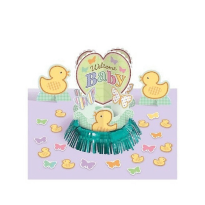 Детский душ стол украшения набор пола нейтральный многоцветный утки 3шт + конфетти - Изображение 1 из 2