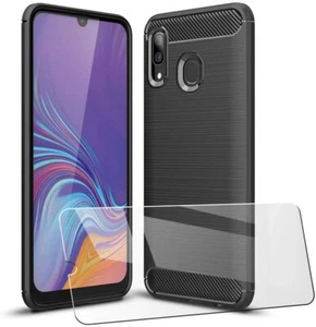 Coque Carbon pour Samsung S10 Plus S9 S8 A10 A20e A40 A50 J6 + Vitre Protection - Photo 1/13