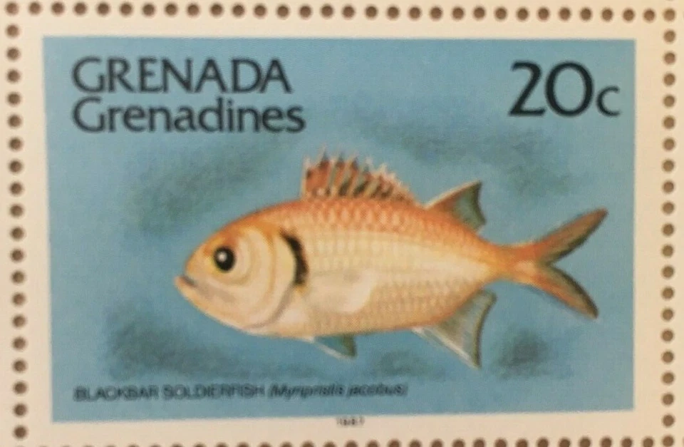 Granadinas 1980 - Peces Vida Marina - Sello Definitivo Único - Scott #401a - MNH Foto 1 de 1