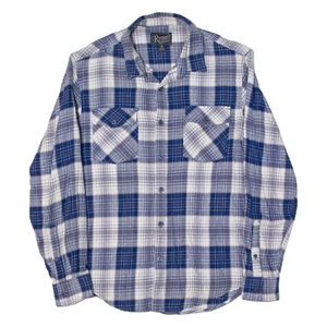 RETROFIT Mens Flannel Shirt Blue Check Long Sleeve M - Picture 1 of 6