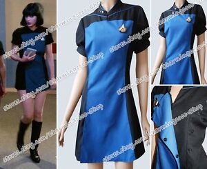 Cosplay Costume for Star Trek TNG Skant Black Blue Uniform for Lady Halloween