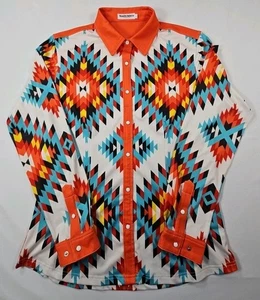 Camisa de rodeo Ranch Dressn para mujer grande elástica perla pulóver a presión azteca  - Imagen 1 de 10