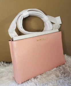 MICHAEL KORS Trisha Medium Pebbled Leather Crossbody Bag Pink NEW - Picture 1 of 7