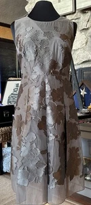 Vintage Ellie Tahari Embroidered Floral Sheer Organza Sleeveless Dress Sz 8 - Picture 1 of 4