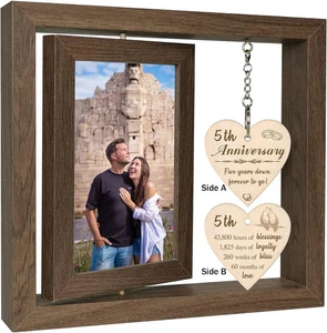 Marco de fotos de aniversario de 5 años para regalos marco de madera de aniversario de boda para esposa... - Imagen 1 de 5